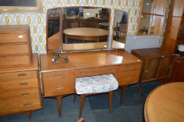Retro Teak Butilux Mirror Backed Dressing Table with Stool