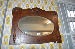 1930's Oak Framed Oval Beveled Edge Mirror (AF)