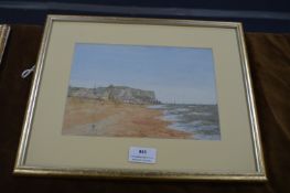 Continental Watercolour Study of a Coastal Town by Louisa Holt