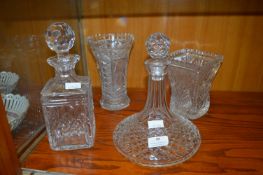 Two Cut Glass Decanters and Two Vases
