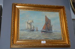 Gilt Framed Max Parson Oils on Board Shipping Study