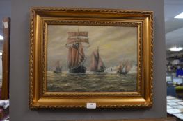 Gilt Framed Max Parson Oils on Board Shipping Study