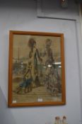 Framed Fabric Print - Fashionable Young French Ladies