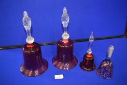 Cranberry and Blue Glass Bells