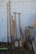 Eleven Vintage Agricultural Tools; Dyke Spades, Pitchforks, etc.