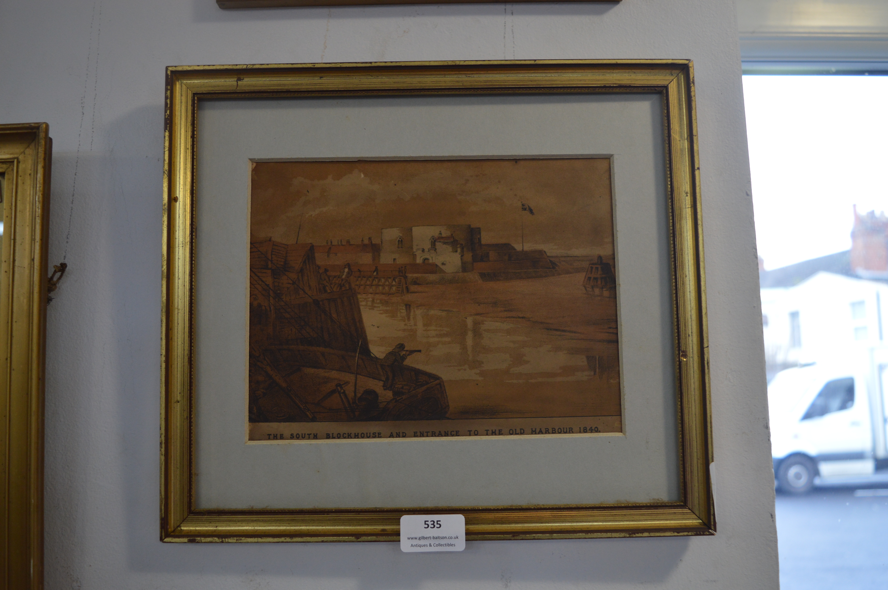 Framed Print of the South Blockhouse and Old Harbour of Hull 1840