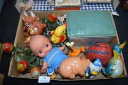 Vintage Clockwork Pig, Tinplate Duck, Kewpie Doll, Marbles, etc.