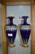 Pair of Royal Doulton Blue Vases