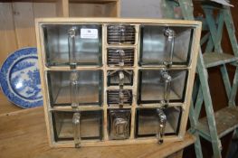 Small Pine Kitchen Storage Unit with Glass Drawers