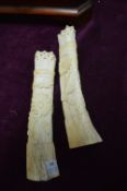 Pair of Carved Bone Spill Vases