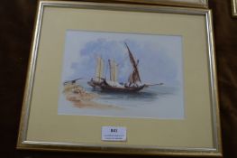 Continental Watercolour Study of Boats at Rest by Louisa Holt