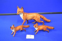 Beswick Fox and Two Pups