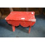 Painted Wooden Stool with Frieze
