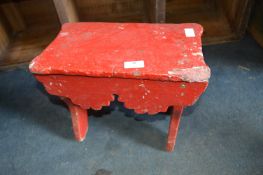 Painted Wooden Stool with Frieze