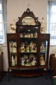 Victorian Ornate Mahogany Mirror Back China Display Cabinet