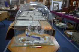 Glass Model of a Sailing Ship under a Glass Dome (restoration required)