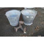 Two Galvanised Buckets and a Shoe Last