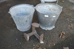 Two Galvanised Buckets and a Shoe Last