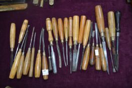 Twenty Five Chisels and Gauges Including Addison, Maples, etc.