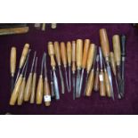 Twenty Five Chisels and Gauges Including Addison, Maples, etc.