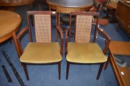 Two G-Plan Carvers with Velour Upholstery and Bergere Backs