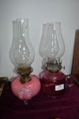 Two Glass Oil Lamps