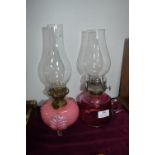 Two Glass Oil Lamps