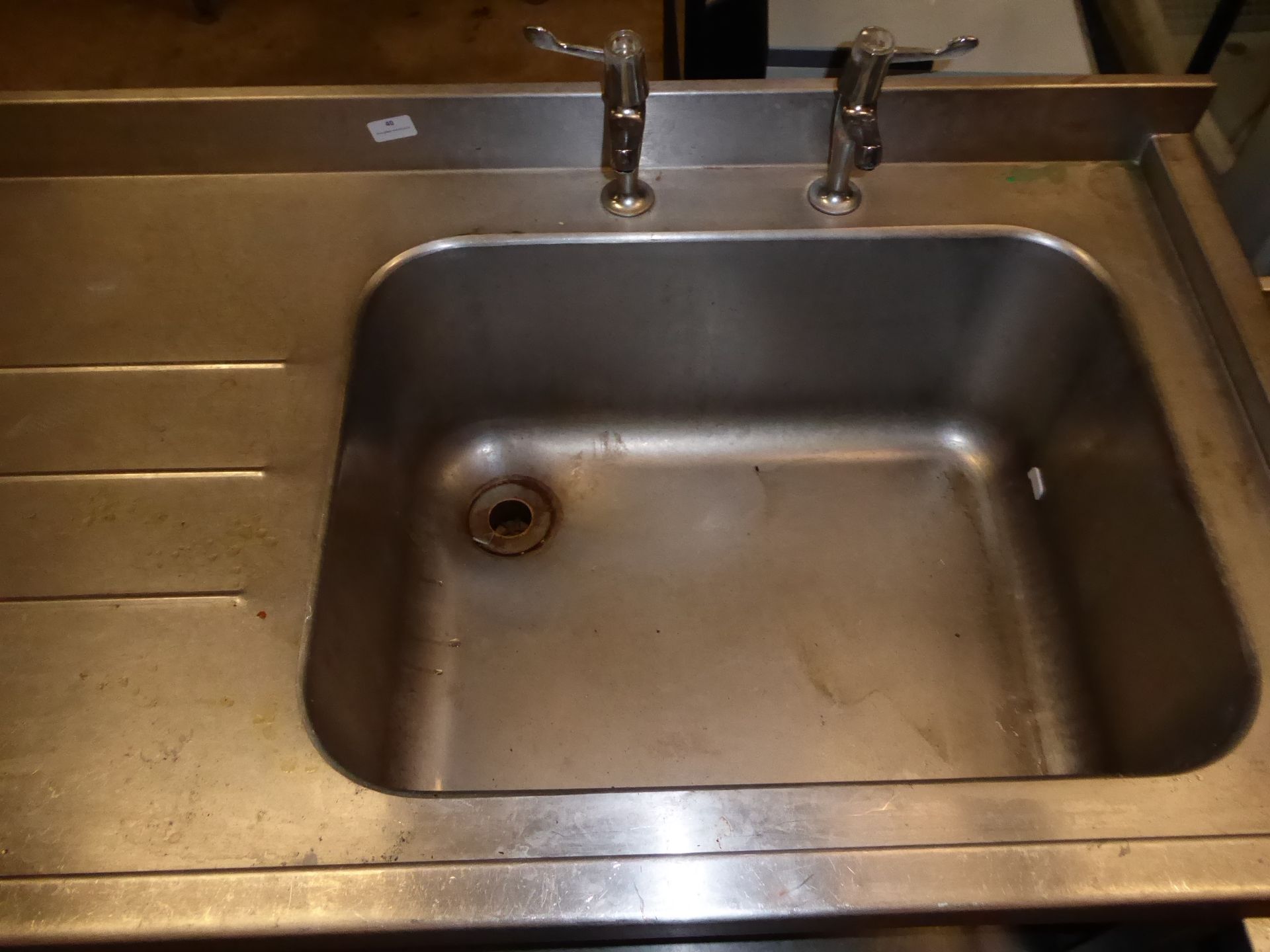 * S/S single sink with left hand drainer, taps and undershelf 1400w x 650d - Image 2 of 2