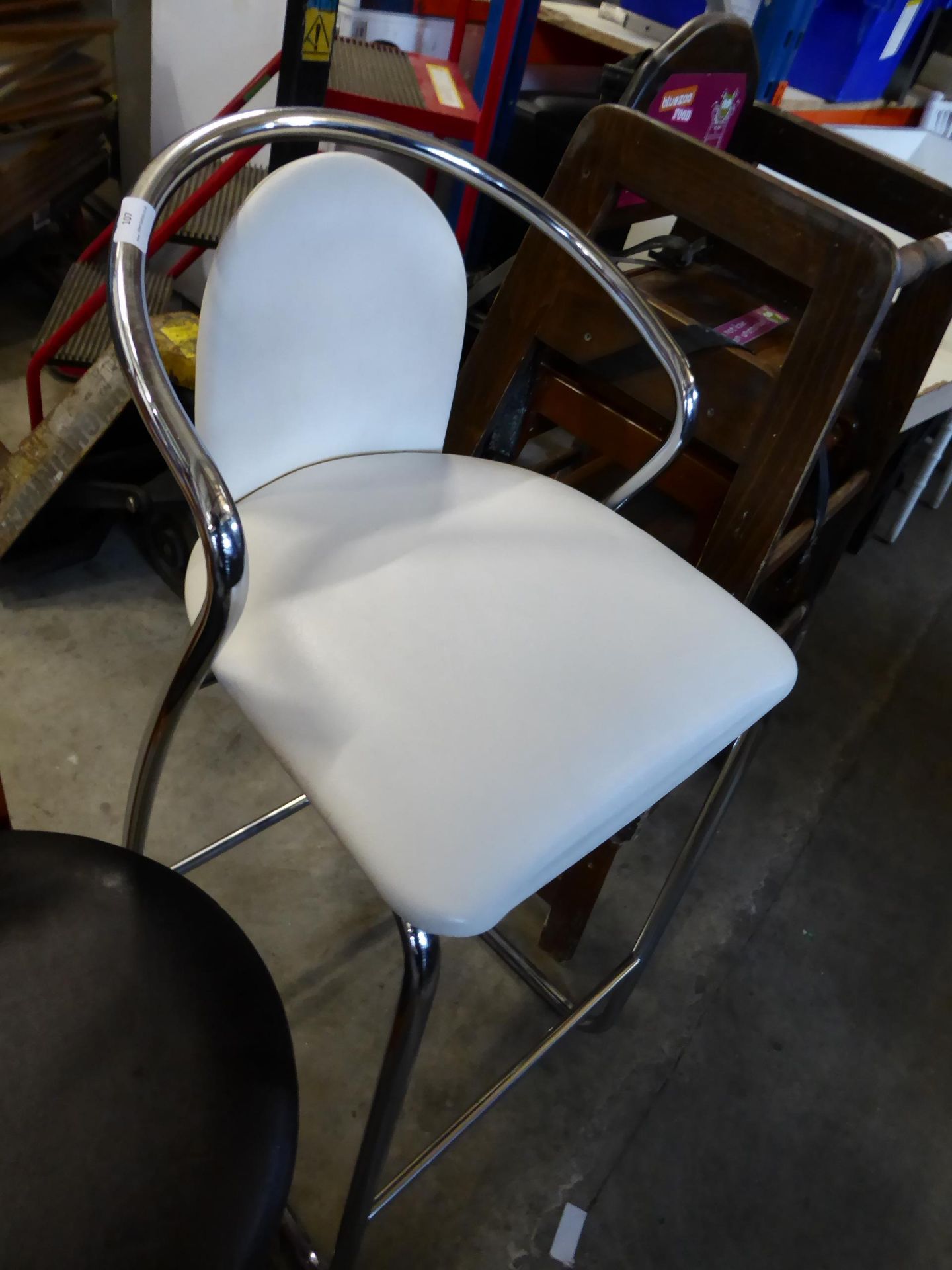 * chrome frame stool with white upholstery - Image 2 of 2