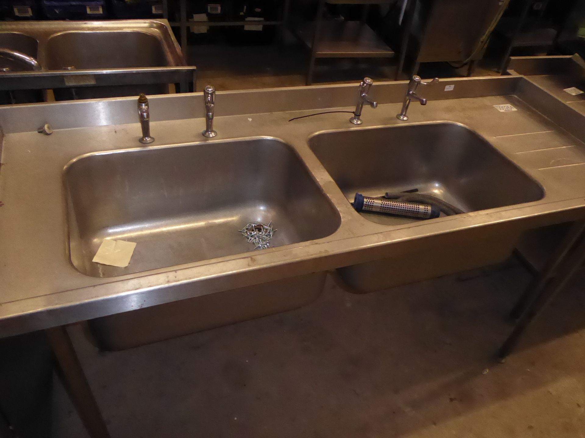 * S/S double sink with right hand drainer 1830w x 700 d - Image 2 of 3