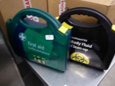 * first aid box and body fluid clean up box