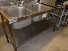* double bowl stainless steel sink Sissons right hand drainer with taps 1500w x 600d