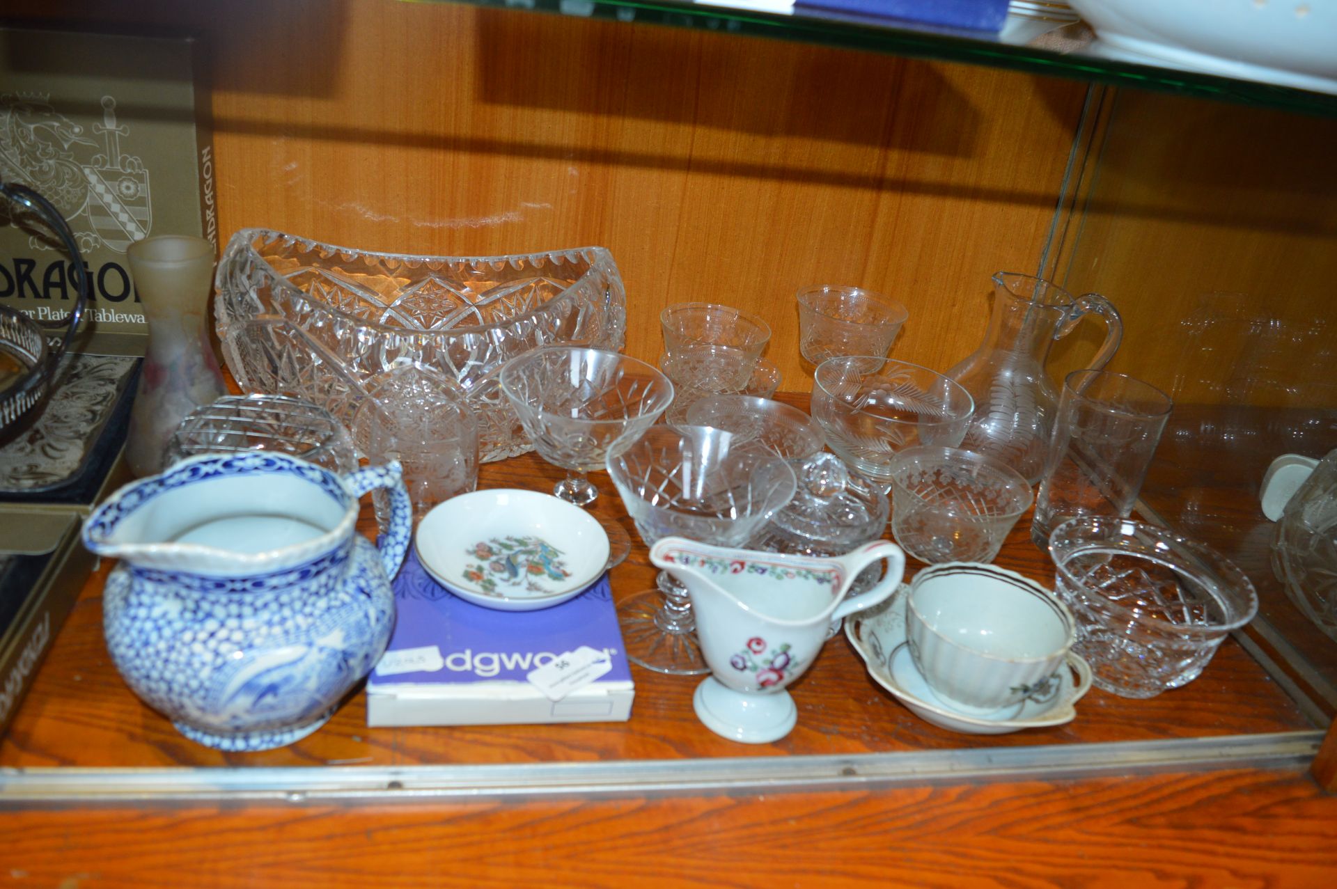 Cut Crystal Dishes, Bowls, plus Pottery Jugs, etc.