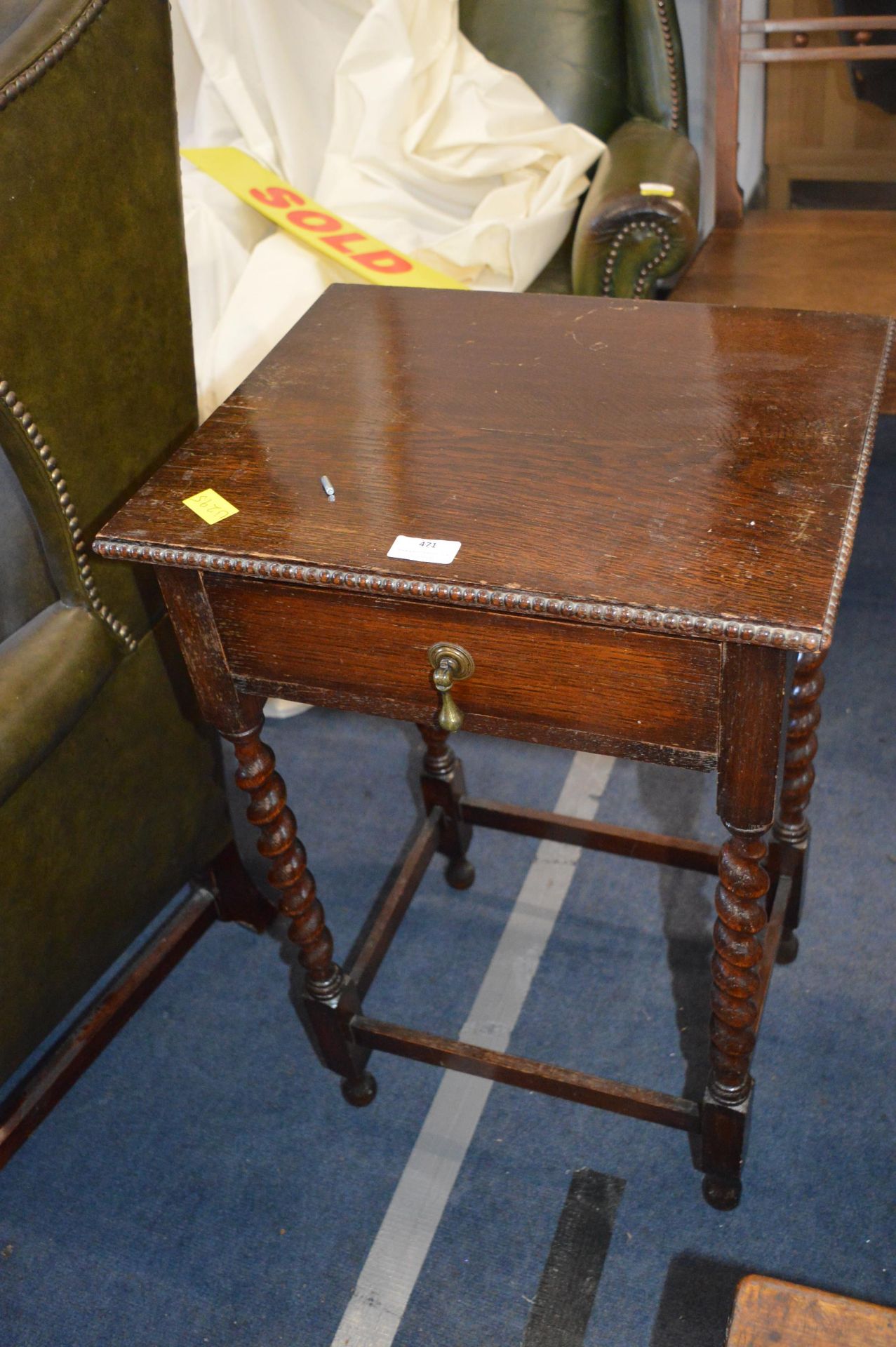 1930's Oak Barley Twist Occasional Table with Draw