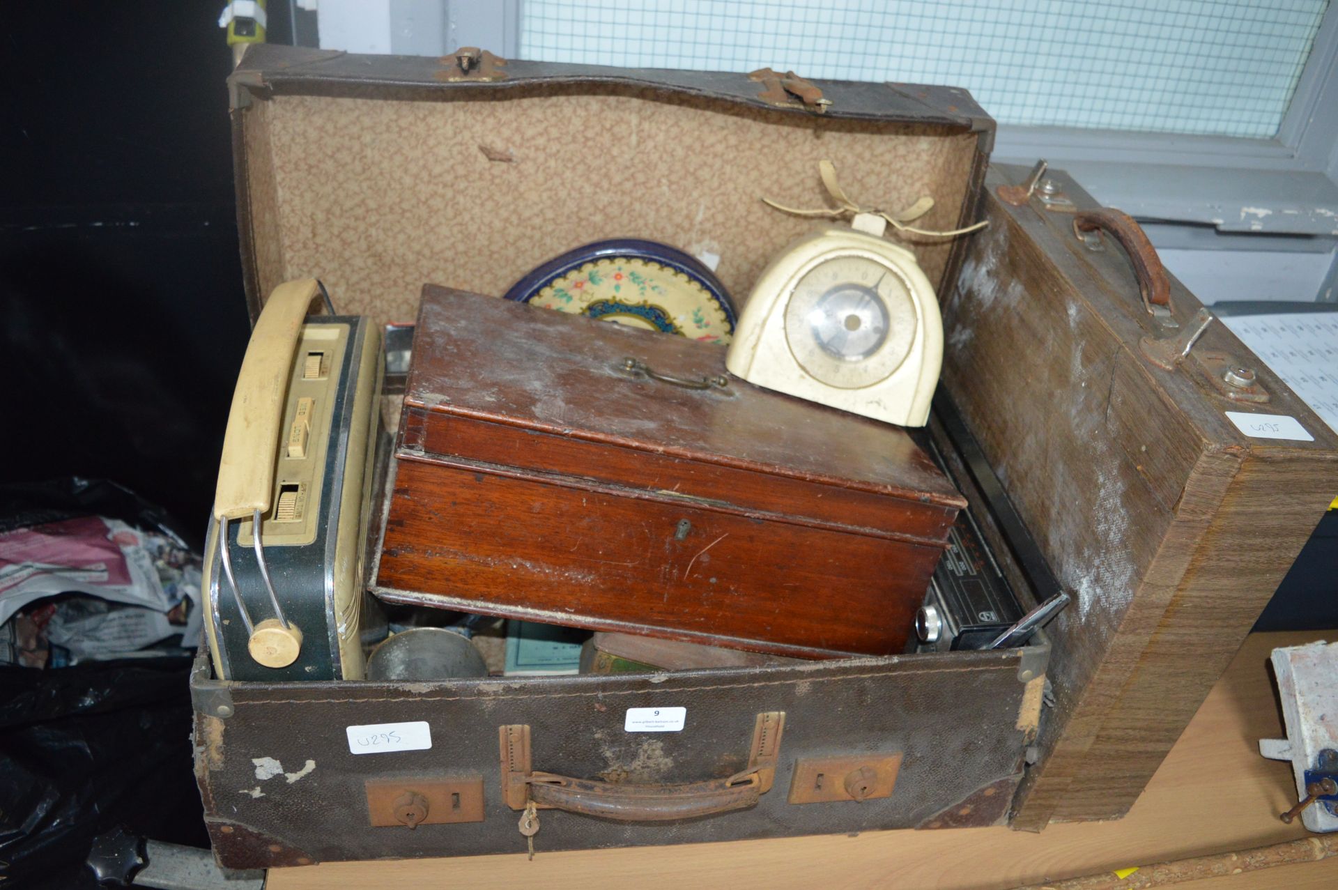 Vintage Suitcase and Content; Victorian Mahogany C