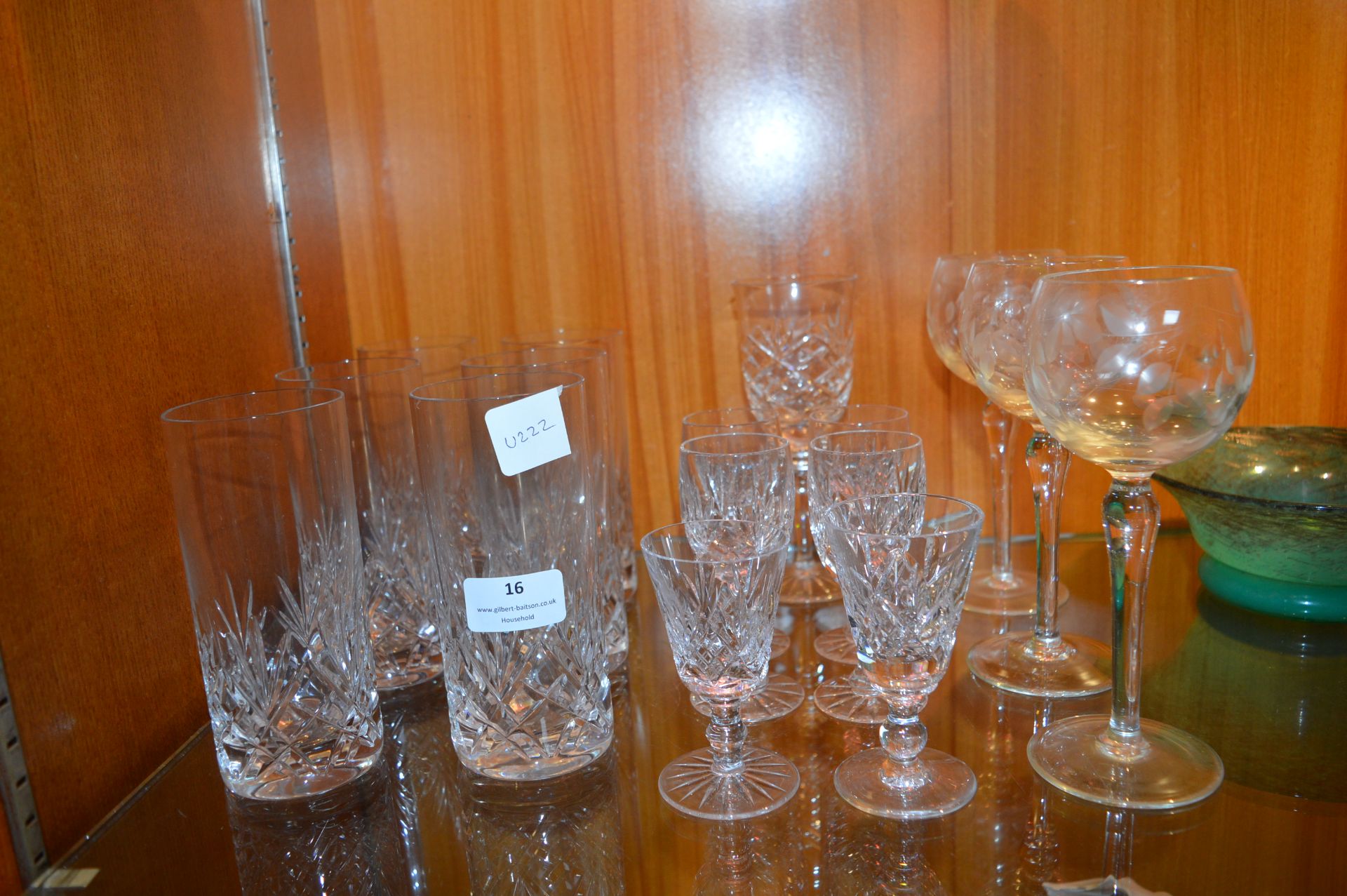 Cut Crystal Hi-Ball Glasses, plus Assorted Wine Gl