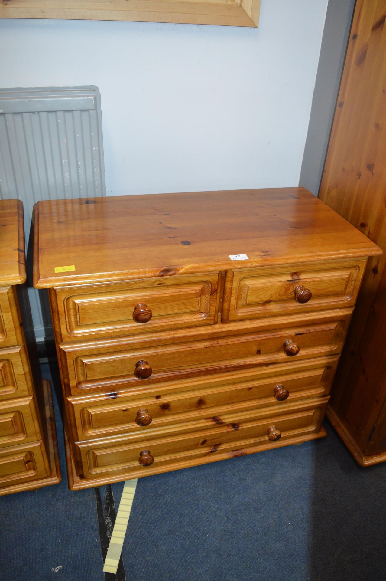 Pine Five Drawer Bedroom Chest