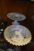 Rose Pattern Cake Stand and Bowl