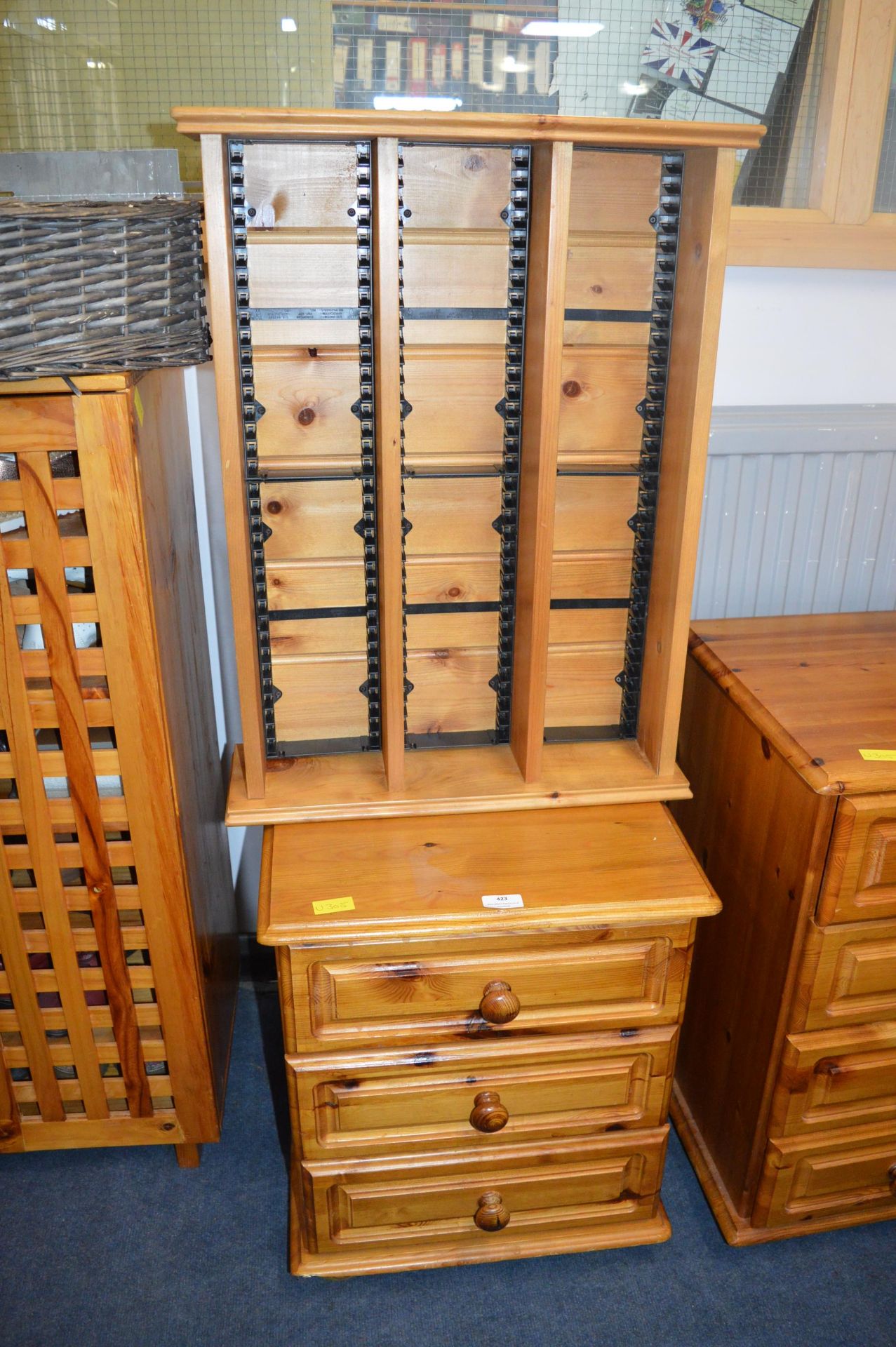 Three Drawer Bedside Cabinet plus CD Rack