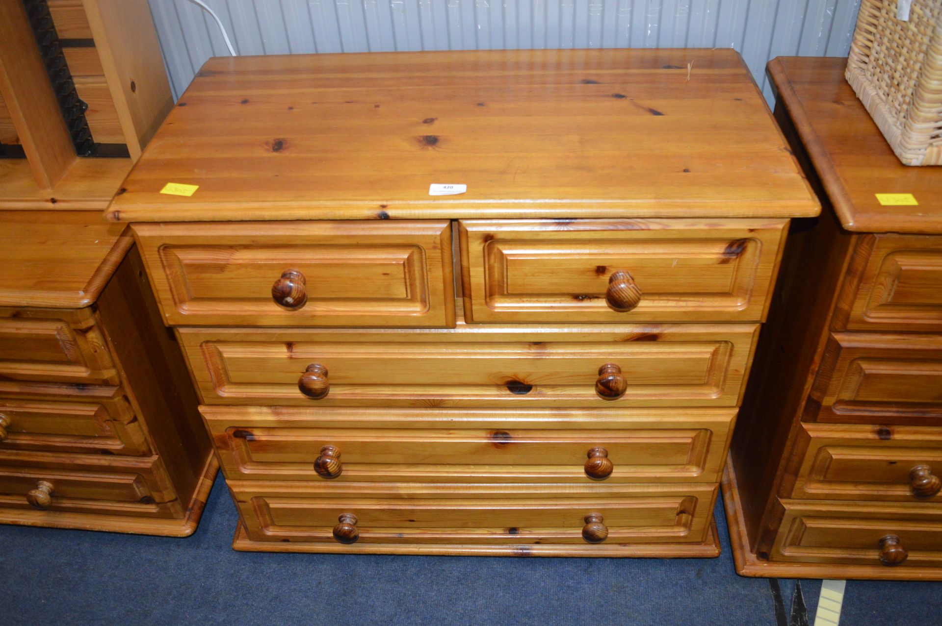 Pine Five Drawer Bedroom Chest