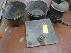 Two Galvanised Buckets, Watering Can, and Paraffin