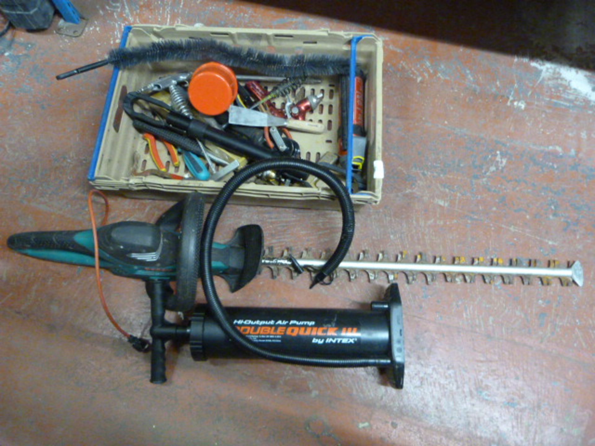 *Bosch Hedge Trimmer, Air Pump, and Assorted Tools