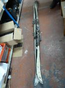 Pair of Vintage Fischer Skis with Poles