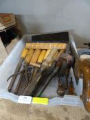 Vintage Tools Including Chisels, Saw, etc.