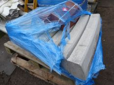 *Pallet of Nine Curved Curbstones and a Small Quantity of Classic Red Rock Roof Tiles
