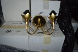 *~96 Gold Two Lamp Wall Lights