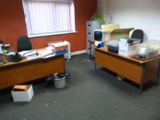 *Two Office Desks and Two Tables in Red Wood Finis