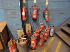 *~15 Assorted Fire Extinguishers; CO2, Foam, and D