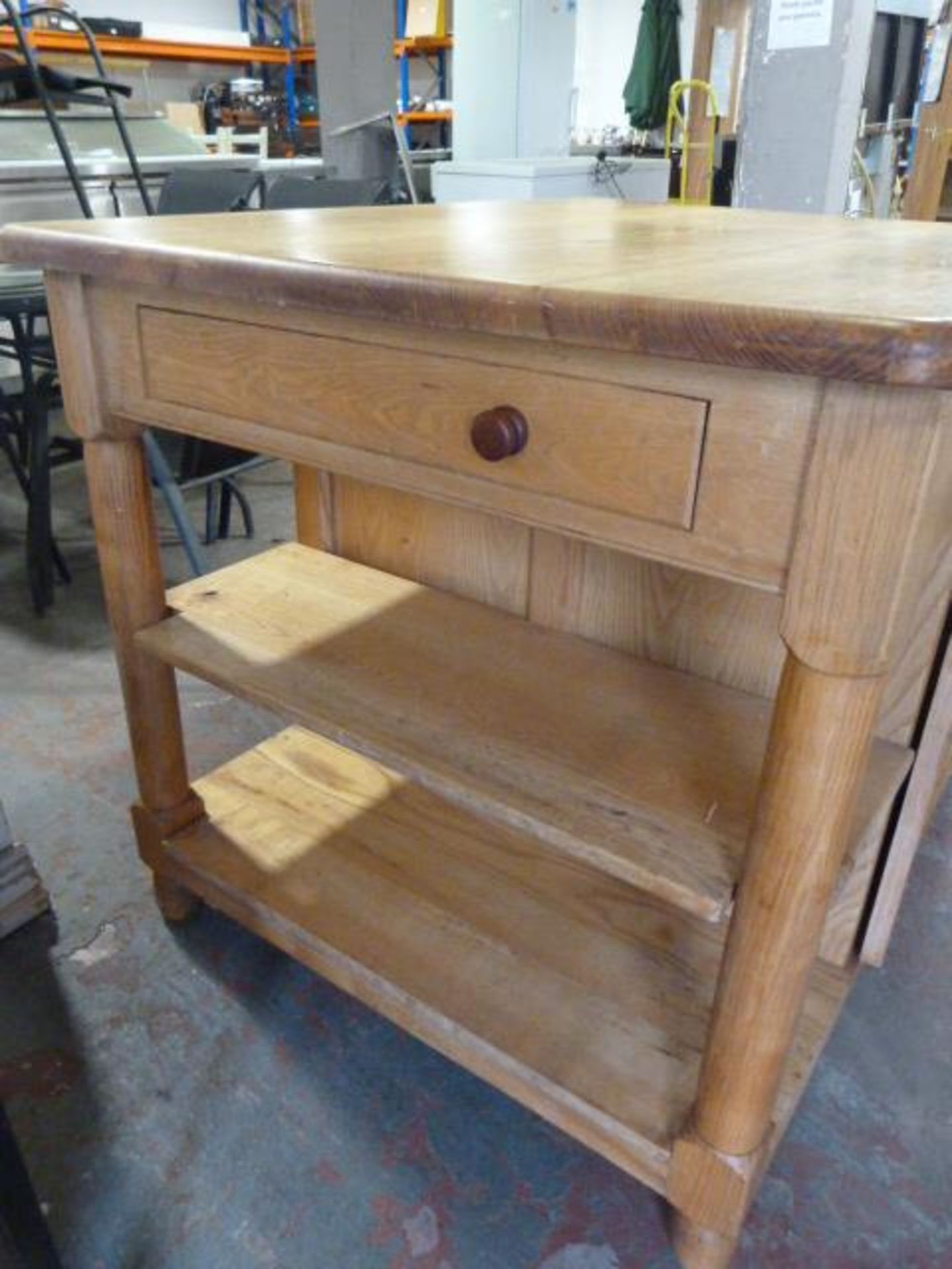Solid Oak Farmhouse Kitchen Island with Two Drawer - Image 4 of 4