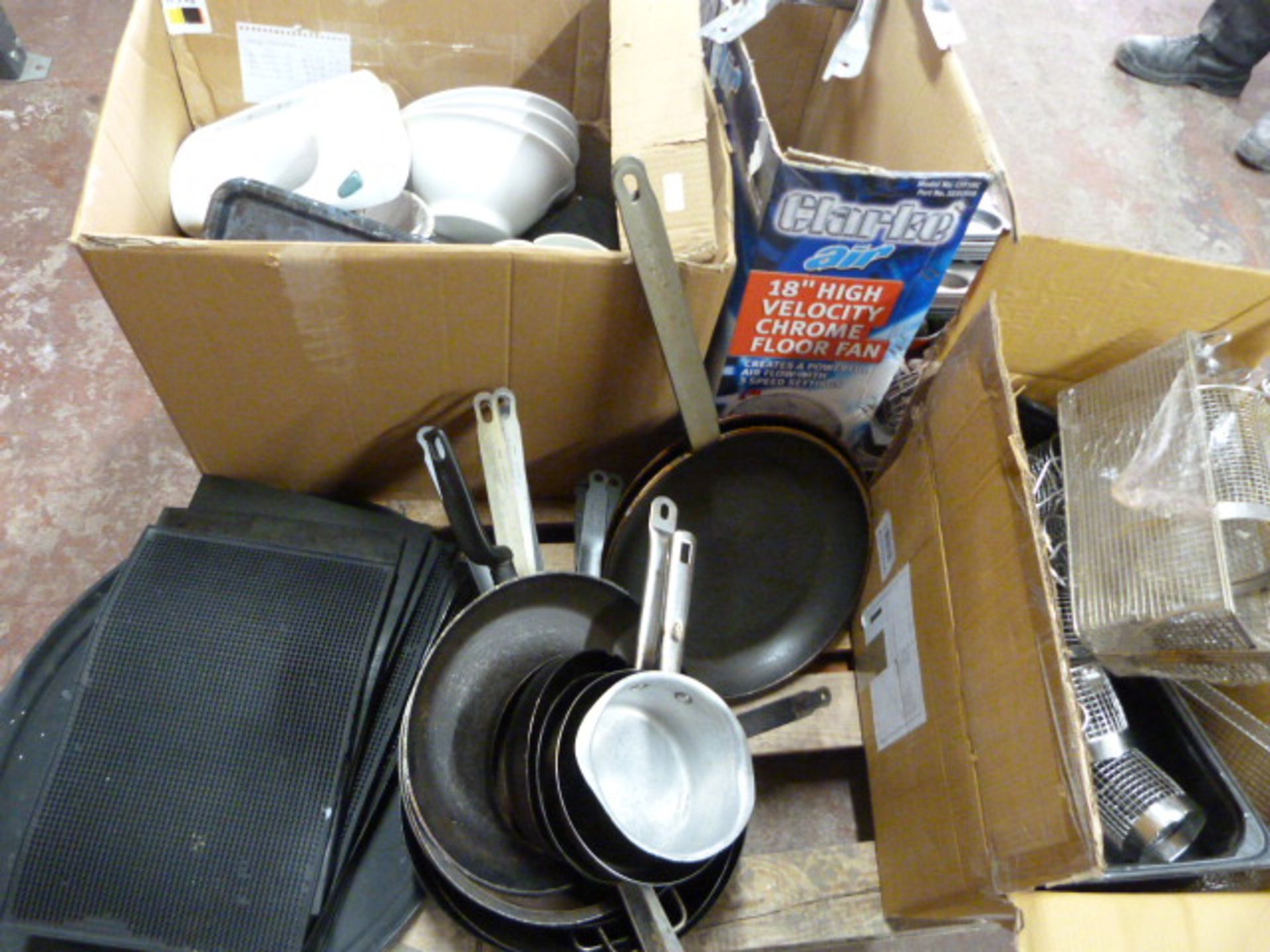 *Kitchen Utensils; Pans, Rubber Mat, Frying Baskets, China, etc. - Image 2 of 2